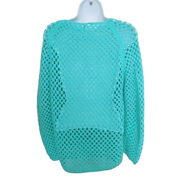 Turquoise Knitted Tunic/Sweater/Pullover/Beach Cover Up M - Picture 6 of 8